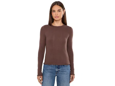 Daze Waverly Everyday  Long Sleeve Pointelle Crew Neck Women's Clothing French Roast: Md, Cotton In Multi
