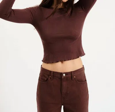 Daze Waverly Pointelle Crewneck Tee In Brown