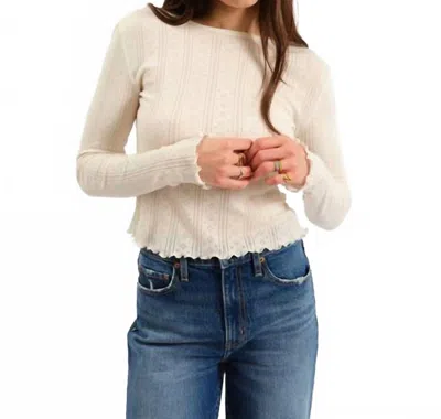 Daze Waverly Pointelle Long Sleeve Top In Cloud Dancer In Multi