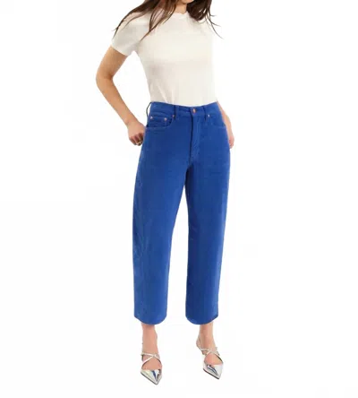 Daze Westward Corduroy High Rise Barrel Pants In Cobalt Cord In Blue