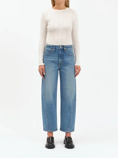 Daze Westward Embellished Barrel Leg Jean In Nailed It In Blue