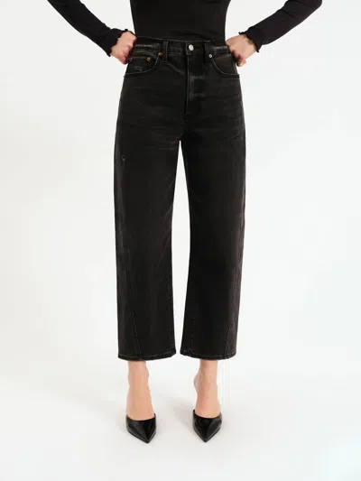 Daze Westward High Rise Barrel Leg Straight Jeans In Night Life Vintage In Black