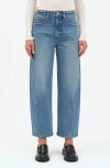Daze Westward High Waist Ankle Barrel Leg Jeans In Blue