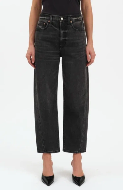 Daze Westward High Waist Ankle Barrel Leg Jeans In Black