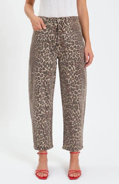 Daze Westward High Waist Ankle Barrel Leg Jeans In Brown