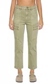 Daze High Waist Crop Cargo Jeans In Green