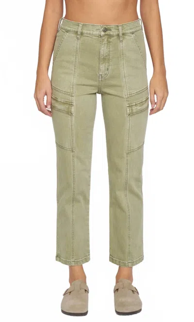 DAZE WOMEN'S STRAIGHT UP CARGO HIGH RISE STRAIGHT JEAN IN GREEN