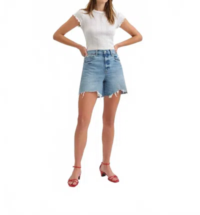 Daze Women's Sun High Waist Shorts In Marina Distressed In Blue