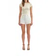 Daze Sun High Waist Denim Cutoff Shorts In White