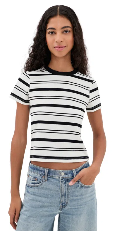 Daze Zuma Striped Tee Scarlet Stripe In White