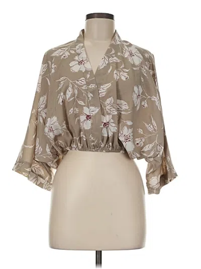 Pre-owned Dazy 3/4 Sleeve Blouse In Tan