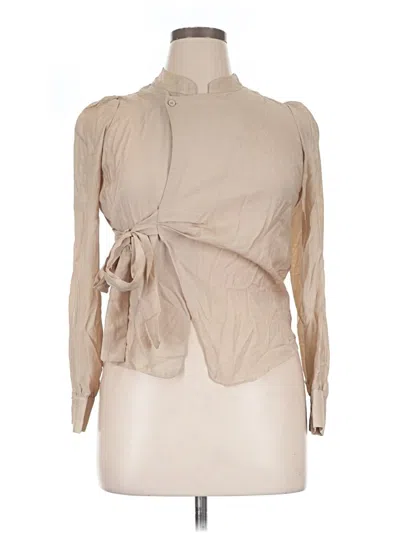 Pre-owned Dazy Long Sleeve Blouse In Tan
