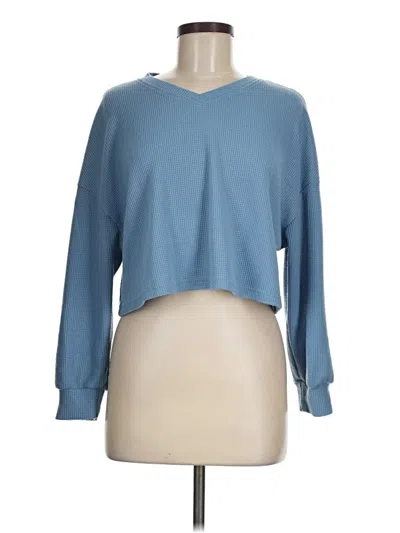 Pre-owned Dazy Long Sleeve Top Blue V Neck Tops