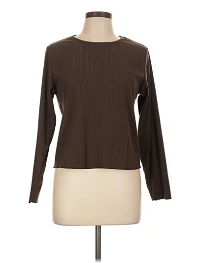 Pre-owned Dazy Long Sleeve Top Brown Crew Neck Tops