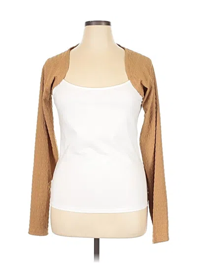 Pre-owned Dazy Long Sleeve Top Brown Square Neckline Tops
