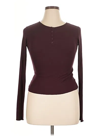 Pre-owned Dazy Long Sleeve Top Burgundy Keyhole Neckline Tops