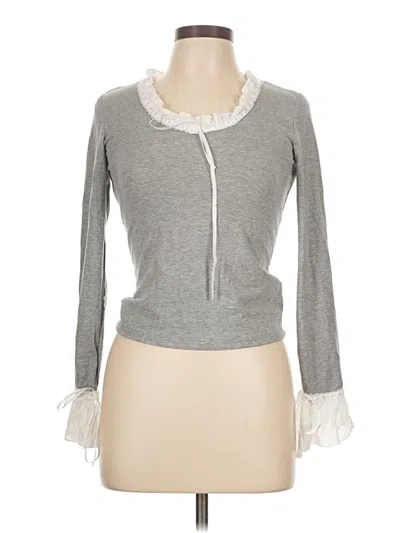 Pre-owned Dazy Long Sleeve Top Gray Sweetheart Neckline Tops