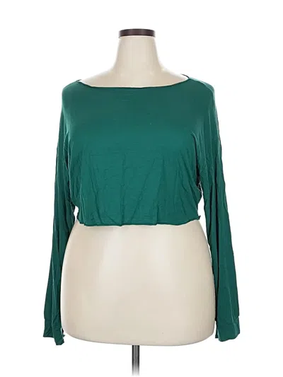 Pre-owned Dazy Long Sleeve Top Green Boatneck Tops