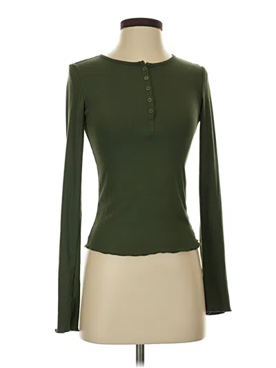 Pre-owned Dazy Long Sleeve Top Green Keyhole Neckline Tops