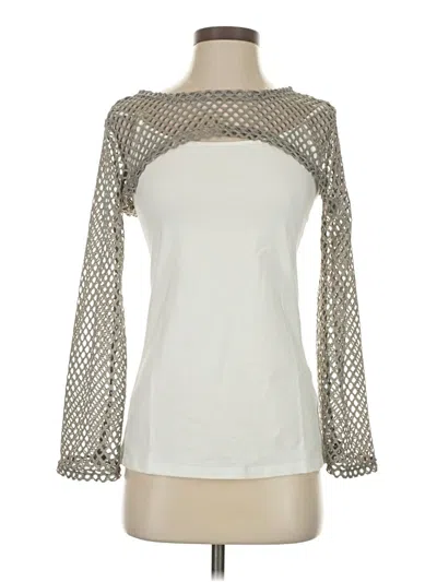 Pre-owned Dazy Long Sleeve Top Ivory Mock Neckline Tops In White