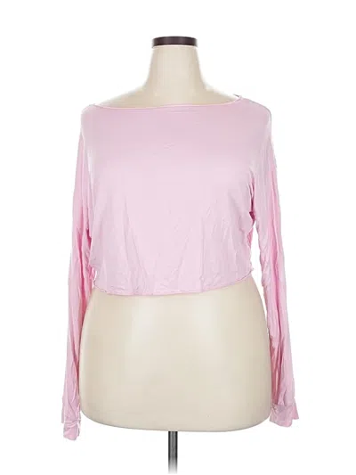 Pre-owned Dazy Long Sleeve Top Pink Off The Shoulder Neckline Tops