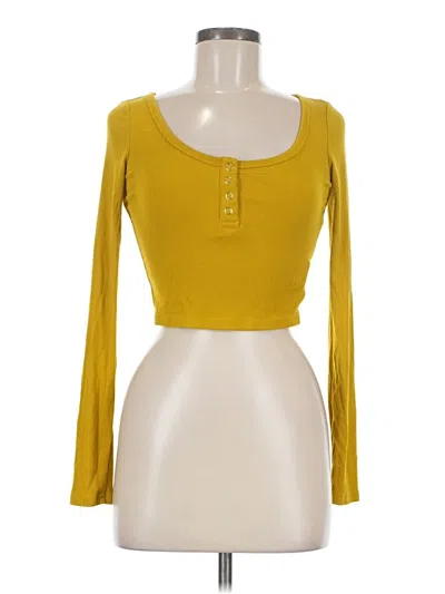 Pre-owned Dazy Long Sleeve Top Yellow Sweetheart Neckline Tops