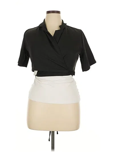 Pre-owned Dazy Short Sleeve Blouse In Black