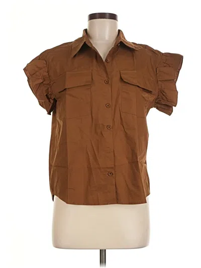 Pre-owned Dazy Short Sleeve Blouse In Brown
