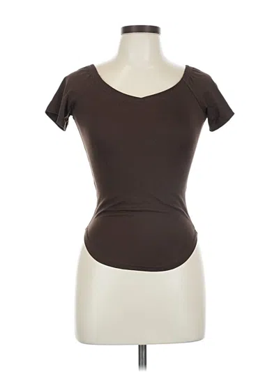 Pre-owned Dazy Short Sleeve Top Brown Scoop Neck Tops