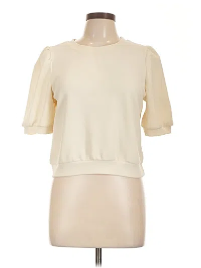 Pre-owned Dazy Short Sleeve Top Ivory Mock Neckline Tops In White