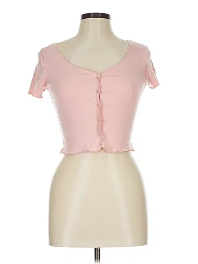 Pre-owned Dazy Short Sleeve Top Pink Sweetheart Neckline Tops