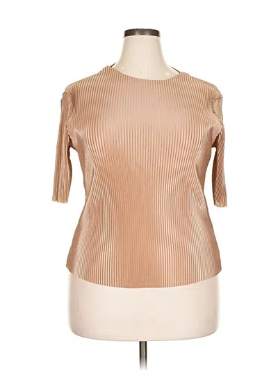 Pre-owned Dazy Short Sleeve Top Tan Cold Shoulder Neckline Tops In Brown