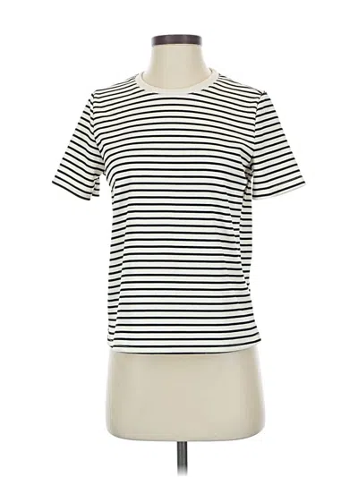 Pre-owned Dazy Short Sleeve Top White Stripes Pattern Crew Neck Tops