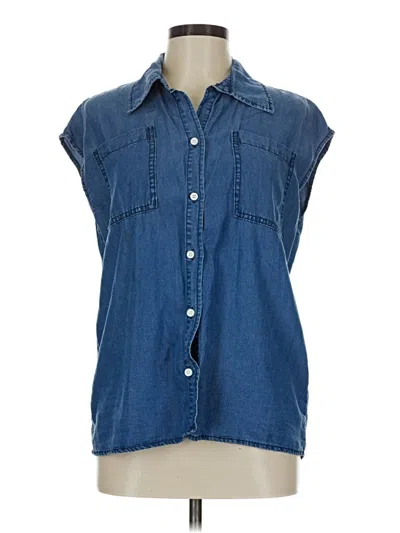Pre-owned Dazy Sleeveless Button Down Shirt In Blue