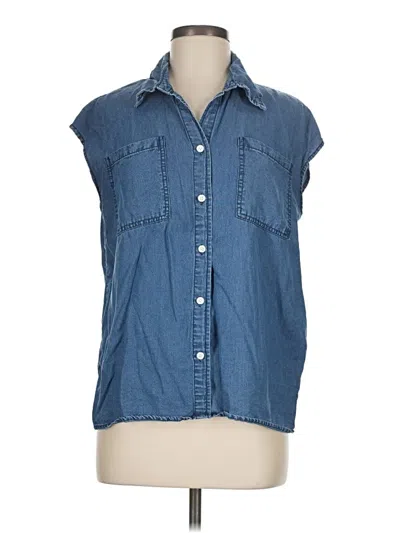 Pre-owned Dazy Sleeveless Button Down Shirt In Blue