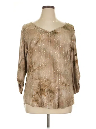 Pre-owned Db Established 1962 3/4 Sleeve Blouse In Tan