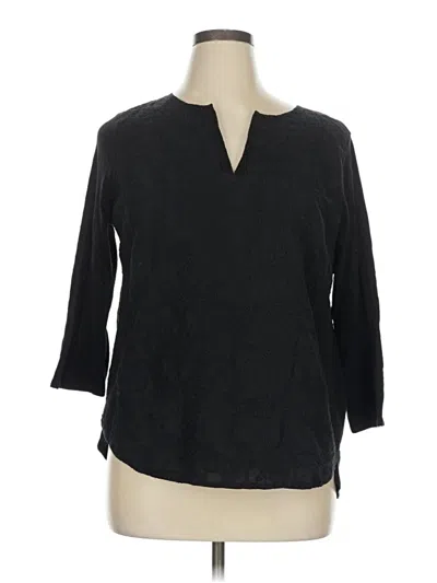 Pre-owned Db Established 1962 3/4 Sleeve Top Black Solid Pattern V-neck Tops
