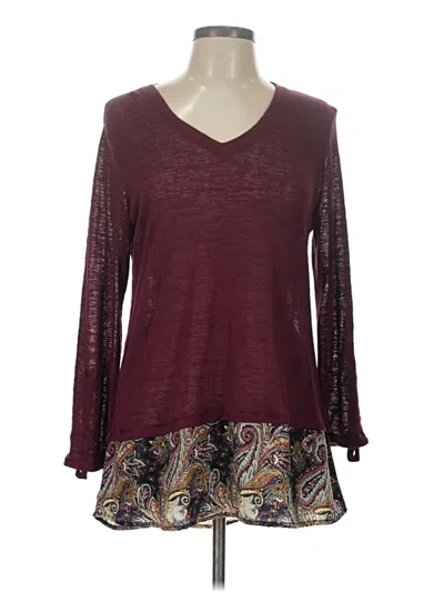 Pre-owned Db Established 1962 3/4 Sleeve Top Burgundy V Neck Tops