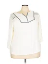 Db Established 1962 3/4 Sleeve Top Ivory Open Neckline Tops In Multi