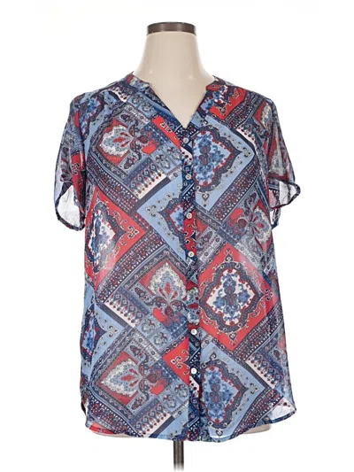 Pre-owned Db Established 1962 Short Sleeve Blouse In Blue