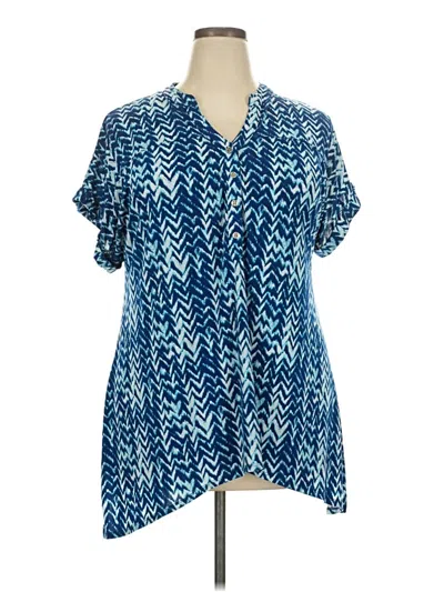 Pre-owned Db Established 1962 Short Sleeve Blouse In Blue