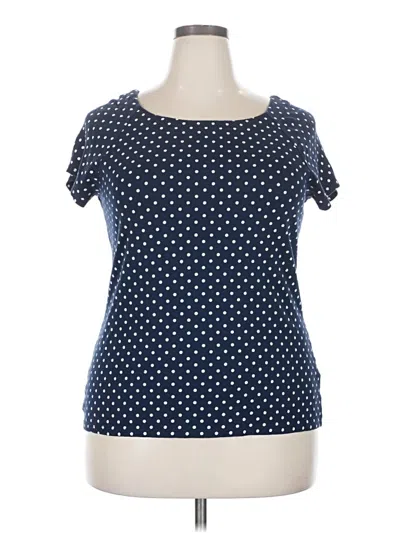 Pre-owned Db Established 1962 Short Sleeve Top Blue Polka Dots Pattern Sweetheart Neckline Tops