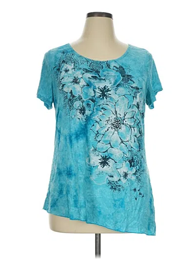 Pre-owned Db Established 1962 Short Sleeve Top Teal Scoop Neck Tops