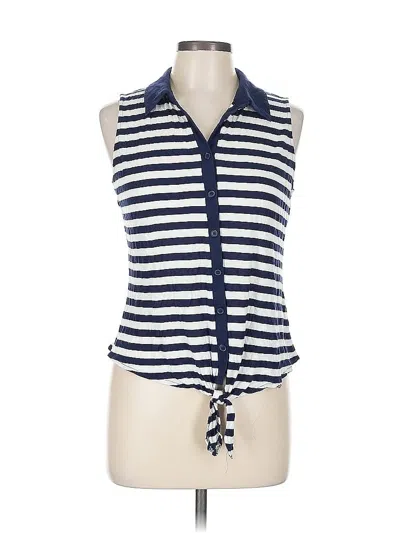 Pre-owned Db Established 1962 Sleeveless Top Blue Tie Neck Tops