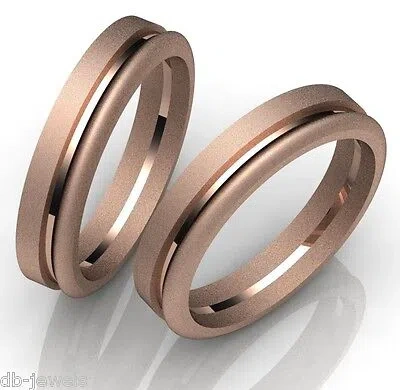 Pre-owned Dbjewels Pair Of Wedding Bands 14k Select Yellow Or White Or Rose Gold