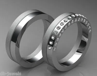 Pre-owned Dbjewels Pair Of Wedding Bands 14k Select Yellow Or White Or Rose Gold Da556