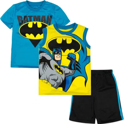 Dc Comics Kids'  Justice League Batman Tank, T-shirt And Shorts Set In Multi