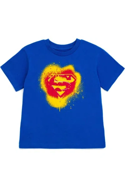 Dc Comics Kids'  Justice League Superman Short Sleeve T-shirt In Blue