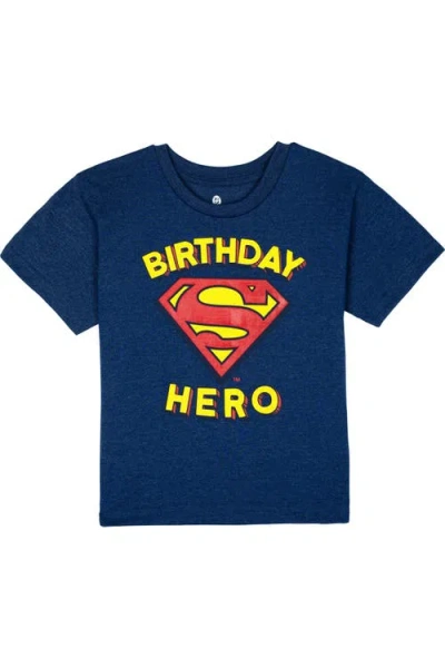 Dc Comics Kids'  Justice League Superman Short Sleeve T-shirt In Blue