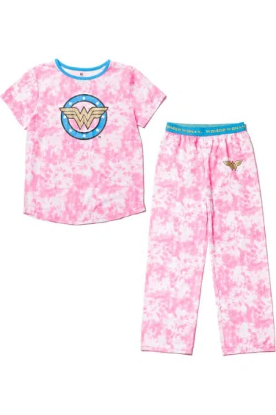 Dc Comics Kids'  Justice League Wonder Woman 2-piece Pajama Shirt And Pants Set In Pink Wonder Woman